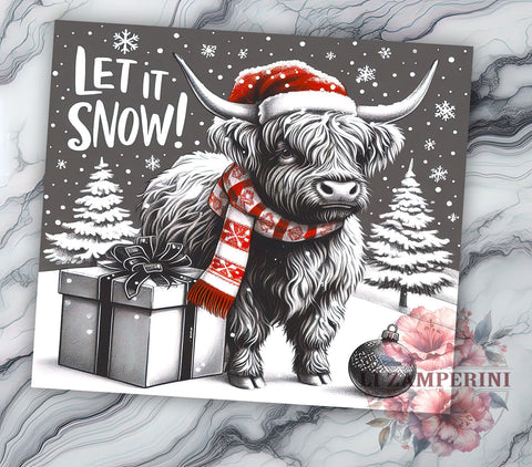 Highland Cow Christmas Tumbler, Let It Snow Tumbler Wrap, 20oz Sublimation Design, Winter Cow Tumbler, Holiday Tumbler Wrap, Digital Download PNG, Festive Cow Tumbler Sublimation Li Zamperini 