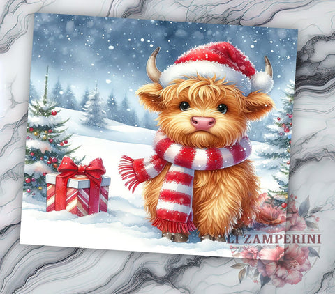 Highland Cow Christmas Tumbler, Let It Snow Tumbler Wrap, 20oz Sublimation Design, Winter Cow Tumbler, Holiday Tumbler Wrap, Digital Download PNG, Festive Cow Tumbler Sublimation Li Zamperini 
