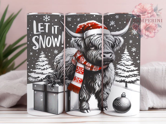 Highland Cow Christmas Tumbler, Let It Snow Tumbler Wrap, 20oz Sublimation Design, Winter Cow Tumbler, Holiday Tumbler Wrap, Digital Download PNG, Festive Cow Tumbler Sublimation Li Zamperini 