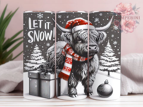 Highland Cow Christmas Tumbler, Let It Snow Tumbler Wrap, 20oz Sublimation Design, Winter Cow Tumbler, Holiday Tumbler Wrap, Digital Download PNG, Festive Cow Tumbler Sublimation Li Zamperini 