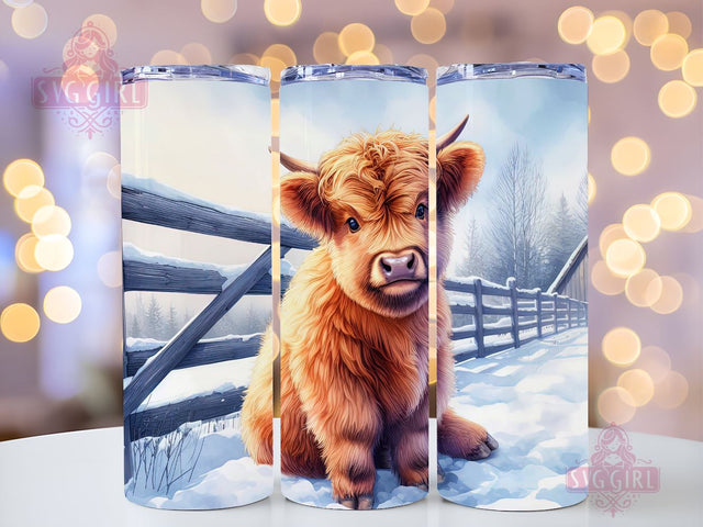 Highland Cow Christmas Tumbler Wrap 20oz Skinny Tumbler Sublimation Design Christmas Highland Cow Tumbler PNG Instant Digital Download Sublimation SvggirlplusArt 