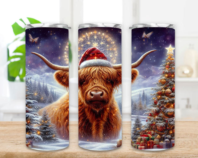 Highland Cow Christmas Tumbler Wrap 20oz Skinny Tumbler Sublimation Design Christmas Highland Cow Tumbler PNG Instant Digital Download Sublimation SvggirlplusArt 