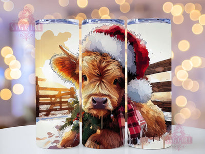 Highland Cow Christmas Tumbler Wrap 20oz Skinny Tumbler Sublimation Design Christmas Highland Cow Tumbler PNG Instant Digital Download Sublimation SvggirlplusArt 