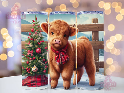 Highland Cow Christmas Tumbler Wrap 20oz Skinny Tumbler Sublimation Design Christmas Highland Cow Tumbler PNG Instant Digital Download Sublimation SvggirlplusArt 