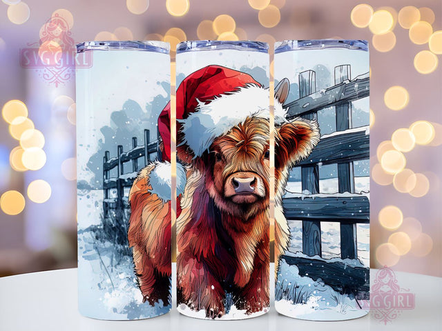 Highland Cow Christmas Tumbler Wrap 20oz Skinny Tumbler Sublimation Design Christmas Highland Cow Tumbler PNG Instant Digital Download Sublimation SvggirlplusArt 
