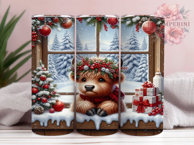Highland Cow Christmas Tumbler Wrap, Christmas Tumbler, Highland Cow Design, Holiday Wrap, 20oz Tumbler, Farmhouse Decor, Gift for Cow Lovers, Personalized Christmas Gift Sublimation Li Zamperini 