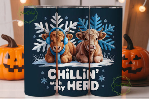Highland Cow Christmas Tumbler Wrap Sublimation PixelChick 