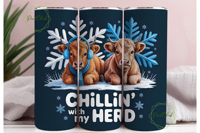 Highland Cow Christmas Tumbler Wrap Sublimation PixelChick 