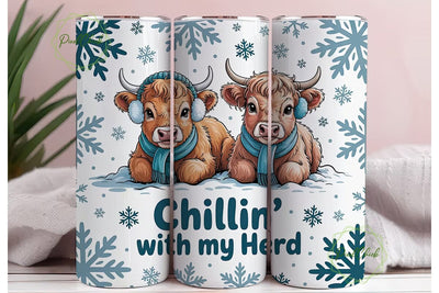 Highland Cow Christmas Tumbler Wrap Sublimation PixelChick 