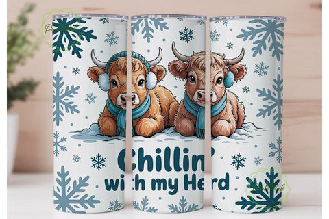 Highland Cow Christmas Tumbler Wrap Sublimation PixelChick 