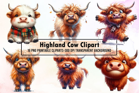 Highland Cow Clipart - Highland Cow PNG Sublimation designartist 