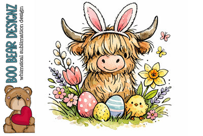 Highland Cow Clipart Sublimation Boo Bear Designz 