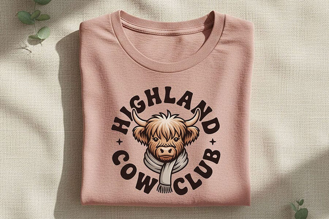 Highland Cow Club Png, Cute Highland Cow Logo Png, Western Farm Animal Design, Cozy Cow Clipart, Country Boutique Sublimation Graphic SVG TiffsCraftyCreations 