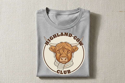 Highland Cow Club Png, Cute Highland Cow Logo Png, Western Farm Animal Design, Cozy Cow Clipart, Country Boutique Sublimation Graphic SVG TiffsCraftyCreations 