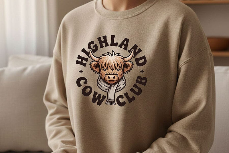 Highland Cow Club Png, Cute Highland Cow Logo Png, Western Farm Animal ...