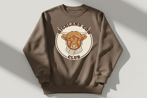 Highland Cow Club Png, Cute Highland Cow Logo Png, Western Farm Animal Design, Cozy Cow Clipart, Country Boutique Sublimation Graphic SVG TiffsCraftyCreations 
