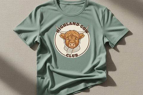 Highland Cow Club Png, Cute Highland Cow Logo Png, Western Farm Animal Design, Cozy Cow Clipart, Country Boutique Sublimation Graphic SVG TiffsCraftyCreations 