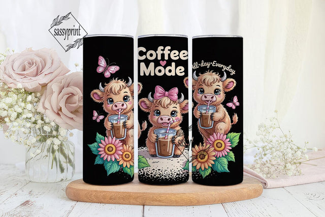 Highland Cow Coffee 20oz Tumbler Wrap Sublimation sassyprint 