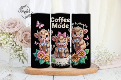 Highland Cow Coffee 20oz Tumbler Wrap Sublimation sassyprint 