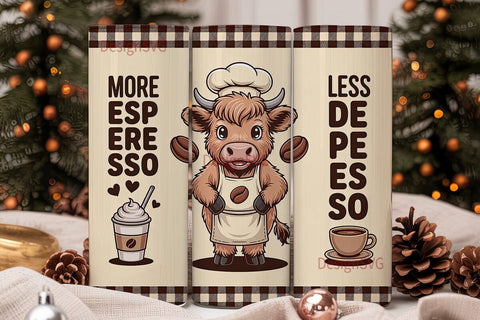 Highland Cow Coffee Tumbler Wrap Sublimation DesignSVG 