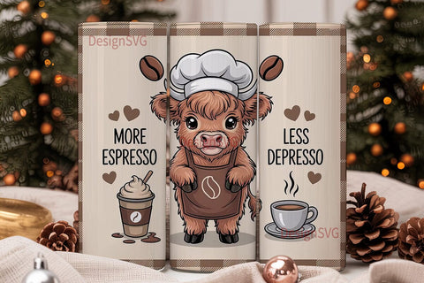 Highland Cow Coffee Tumbler Wrap Sublimation DesignSVG 