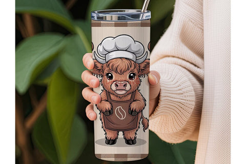 Highland Cow Coffee Tumbler Wrap Sublimation DesignSVG 