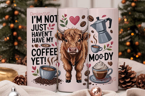 Highland Cow Coffee Tumbler Wrap Sublimation DesignSVG 