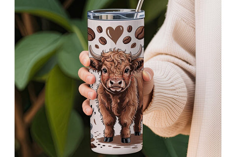 Highland Cow Coffee Tumbler Wrap Sublimation DesignSVG 