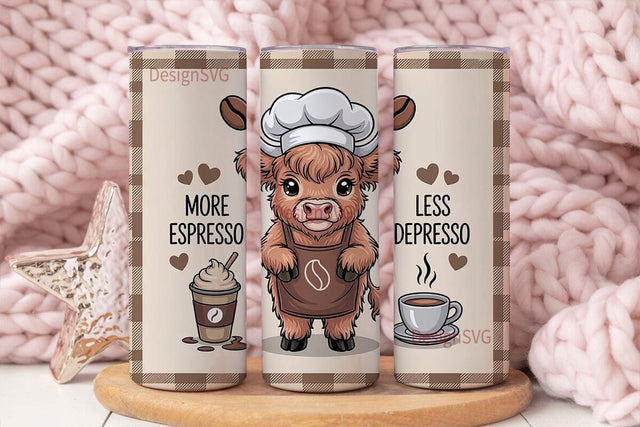 Highland Cow Coffee Tumbler Wrap Sublimation DesignSVG 