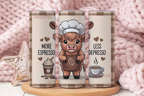 Highland Cow Coffee Tumbler Wrap Sublimation DesignSVG 