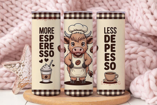 Highland Cow Coffee Tumbler Wrap Sublimation DesignSVG 