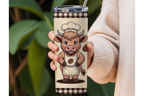 Highland Cow Coffee Tumbler Wrap Sublimation DesignSVG 