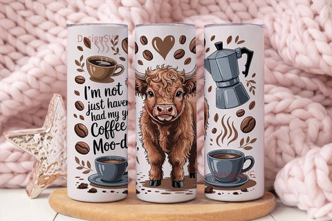 Highland Cow Coffee Tumbler Wrap Sublimation DesignSVG 
