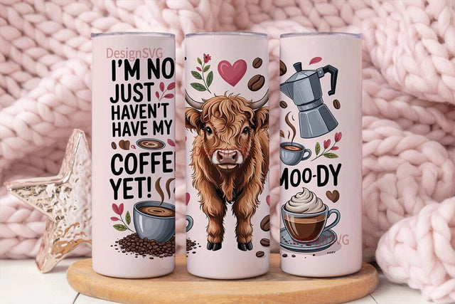 Highland Cow Coffee Tumbler Wrap Sublimation DesignSVG 