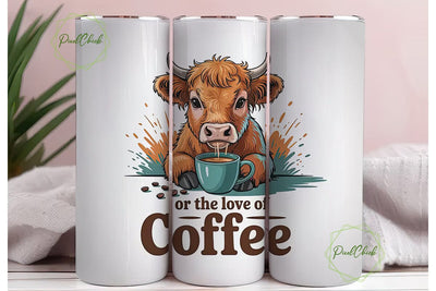 Highland Cow Coffee Tumbler Wrap Sublimation PixelChick 