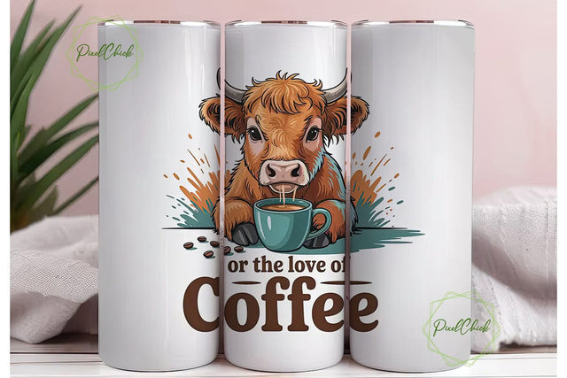 Highland Cow Coffee Tumbler Wrap Sublimation PixelChick 