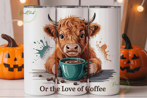 Highland Cow Coffee Tumbler Wrap Sublimation PixelChick 