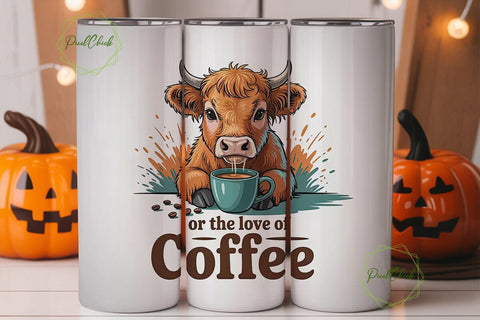 Highland Cow Coffee Tumbler Wrap Sublimation PixelChick 