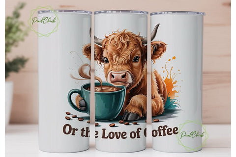 Highland Cow Coffee Tumbler Wrap Sublimation PixelChick 