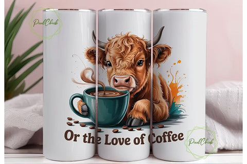Highland Cow Coffee Tumbler Wrap Sublimation PixelChick 