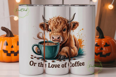 Highland Cow Coffee Tumbler Wrap Sublimation PixelChick 