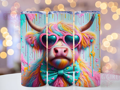 Highland Cow Colorful Paint Drip Tumbler, Colorful Cow Wrap, 20oz Tumbler Design, Cow Sublimation PNG, Paint Drip Tumbler, Highland Cow Art, Sublimation Tumbler Wrap Sublimation SvggirlplusArt 