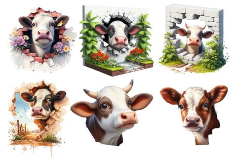 Highland Cow Come out of the Broken Wall Sublimation designartist 