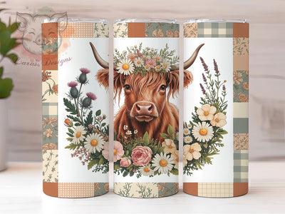 Highland Cow Country Style 20oz Tumbler, Western Cow, Reddish Brown Fur, Rustic Farm, Country Style, 20oz Tumbler Wrap, Sublimation PNG Sublimation Lara' s Designs 