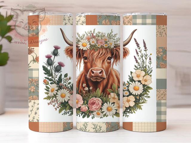 Highland Cow Country Style 20oz Tumbler, Western Cow, Reddish Brown Fur, Rustic Farm, Country Style, 20oz Tumbler Wrap, Sublimation PNG Sublimation Lara' s Designs 