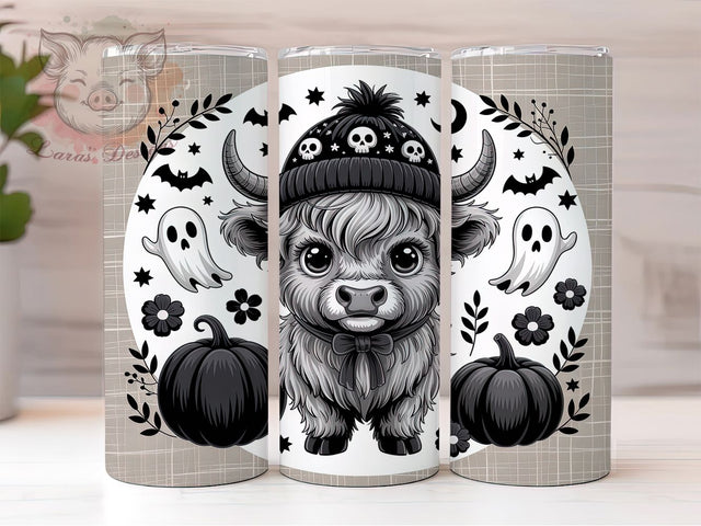 Highland Cow Cute Fall Ghost Tumbler, Cute Fall Ghost Cup Wrap, 20Oz Sublimation Design, Autumn Cow Drinkware, Cozy Fall Coffee Cup, Farmhouse Halloween Tumbler, Rustic Cow Mug Sublimation Lara' s Designs 