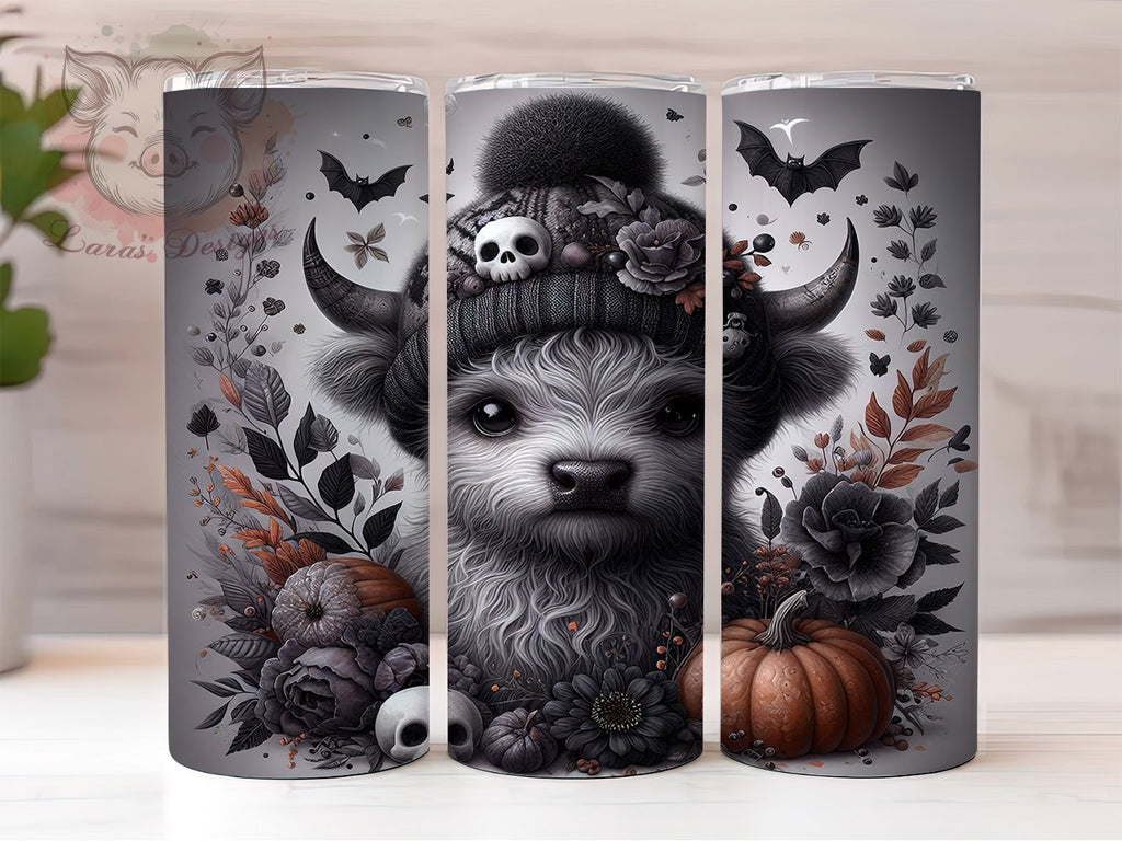 Highland Cow Cute Fall Ghost Tumbler, Cute Fall Ghost Cup Wrap, 20Oz ...