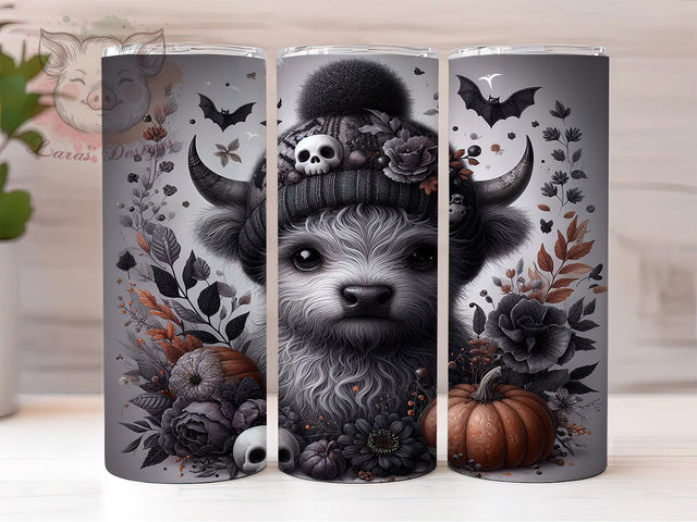 Highland Cow Cute Fall Ghost Tumbler, Cute Fall Ghost Cup Wrap, 20Oz Sublimation Design, Autumn Cow Drinkware, Cozy Fall Coffee Cup, Farmhouse Halloween Tumbler, Rustic Cow Mug Sublimation Lara' s Designs 