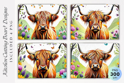 Highland cow Cutting Board PNG Design Sublimation Regulrcrative 