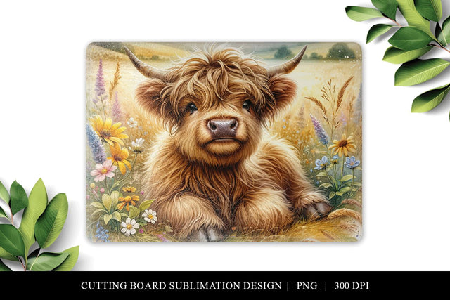 Highland Cow Cutting Board Sublimation Design Sublimation BijouBay 